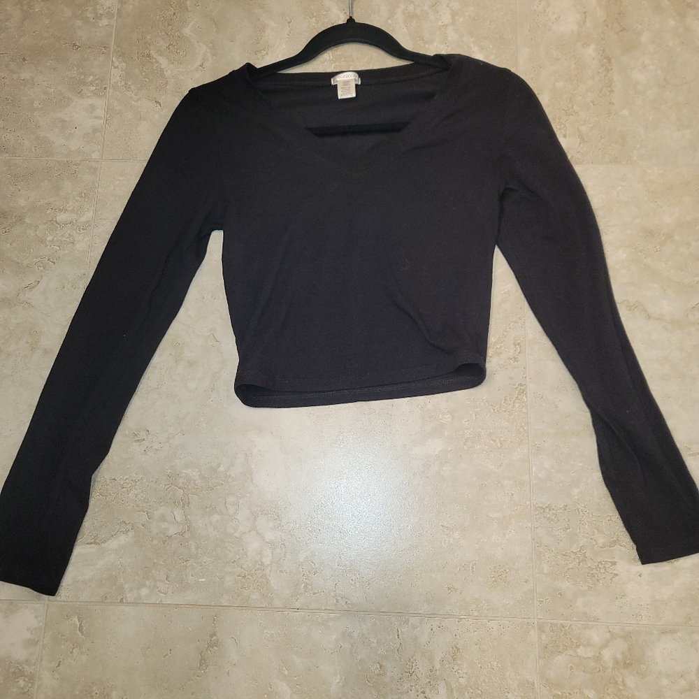 Basic black long sleeve top